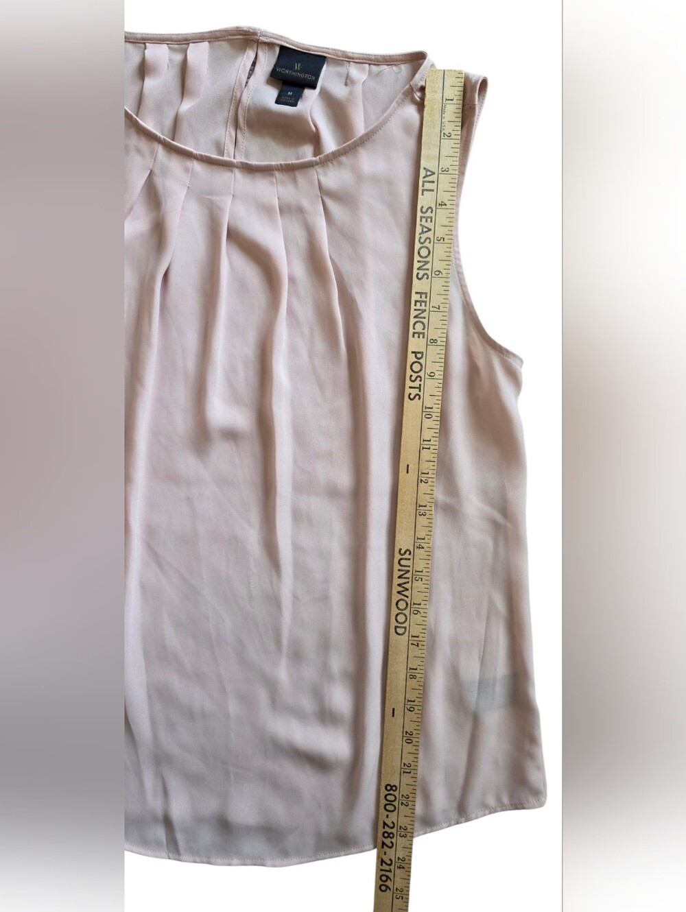 Worthington Medium Blush Pink Pleated Sleeveless Feminine Shell Blouse - Picture 6 of 6